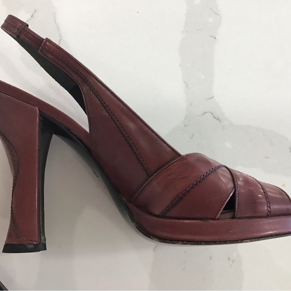 Via Spiga Burgundy Stitched Slingback sz. 6.5 - Picture 4 of 6